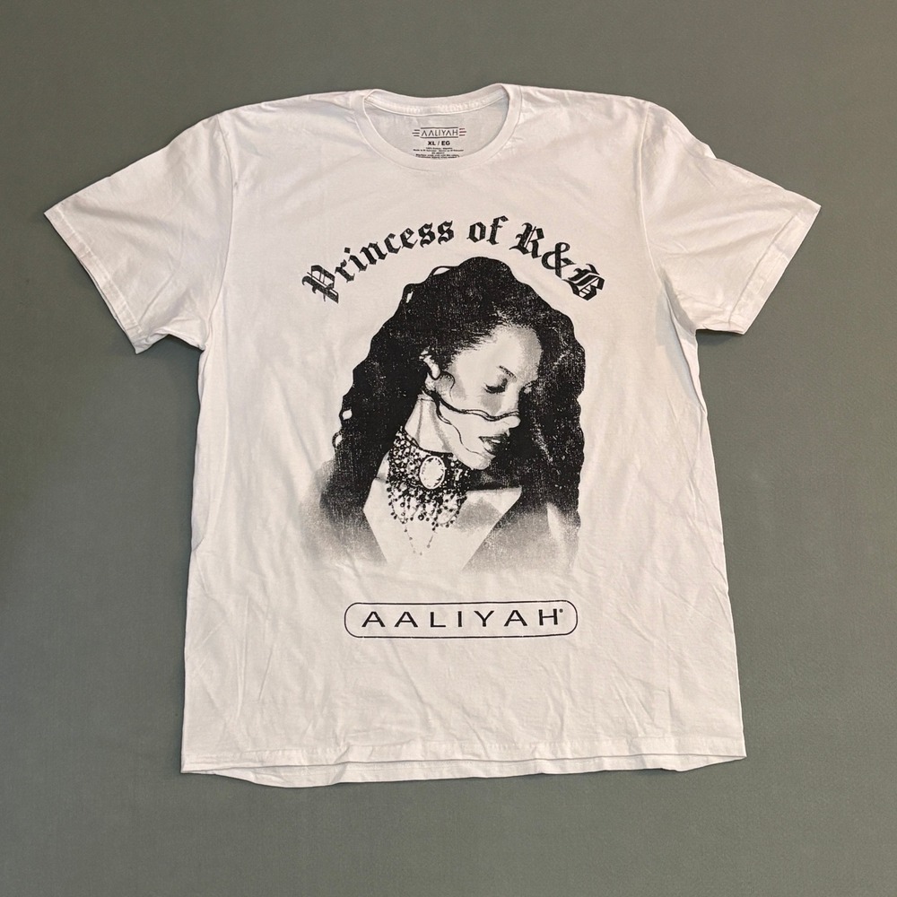 Aaliyah Princess‎ of R&B Graphic T-Shirt Mens XL White Cotton Short Sleeve Tee